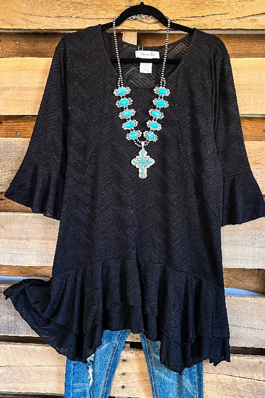 Staying For Awhile Tunic/Dress - Black