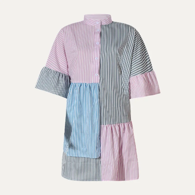 Multicolor Striped Button-Up Mini Dress **FINAL SALE**