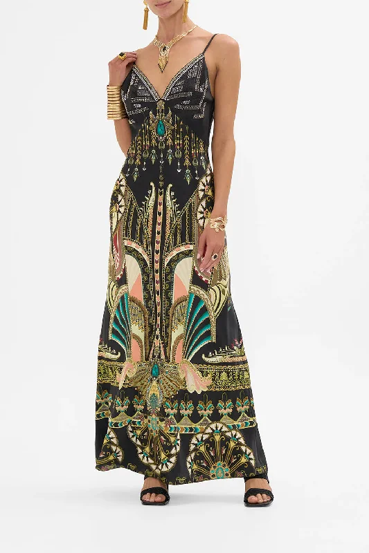 V Neck Full Length Bias Slip Dress - They Called Her Nefertari