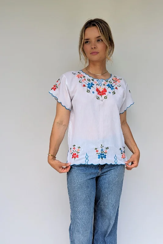 Vintage Mexican Embroidered Boho Blouse