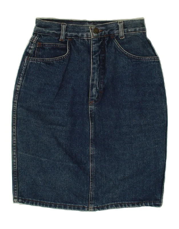 VINTAGE Womens High Waist Denim Skirt W24 XS Blue