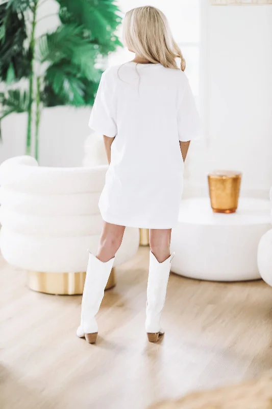 Wallen T - T Shirt Dress - White and Pink