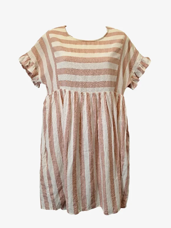 White Closet Dusty Pink Striped Smock Mini Dress Size 6