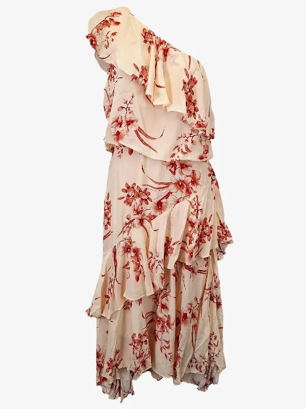 Witchery One Shoulder Soft Tiered Floral Maxi Dress Size 10