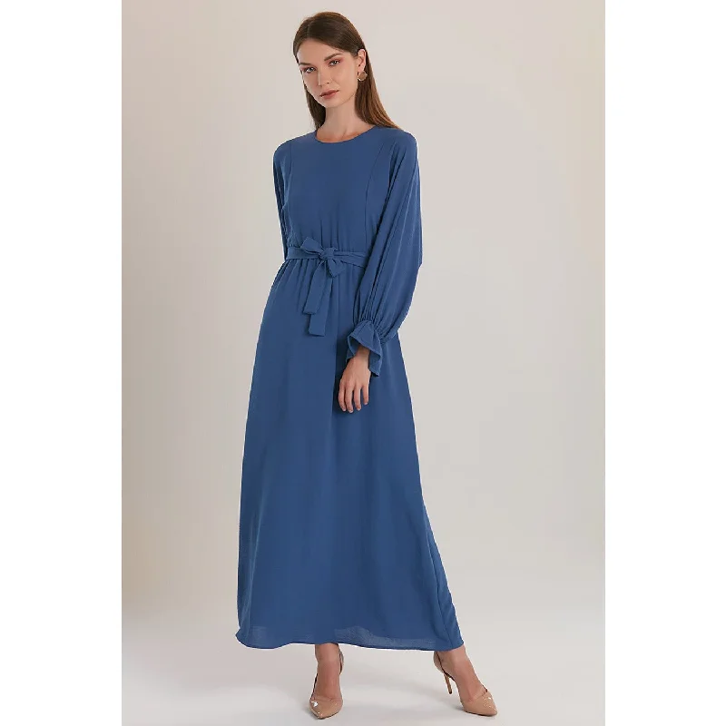 Blue Elastic Loose Long Dress