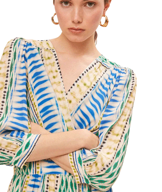 Geo Ethnic Print Short Wrap Dress - Multi