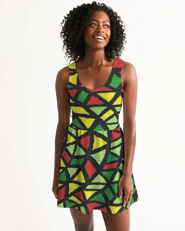 AKH African Symmetry Art Women's Scoop Neck Skater Dress