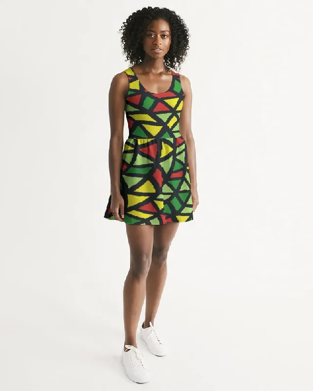 AKH African Symmetry Art Women's Scoop Neck Skater Dress