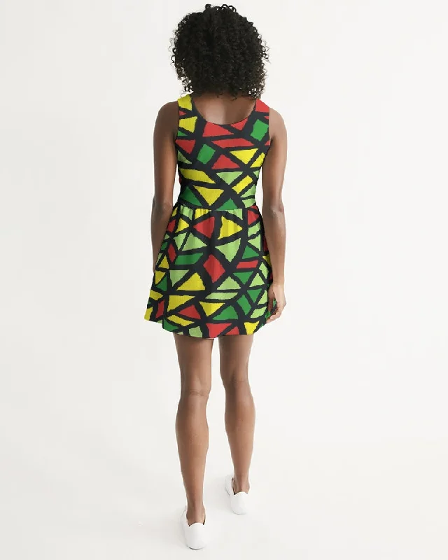 AKH African Symmetry Art Women's Scoop Neck Skater Dress