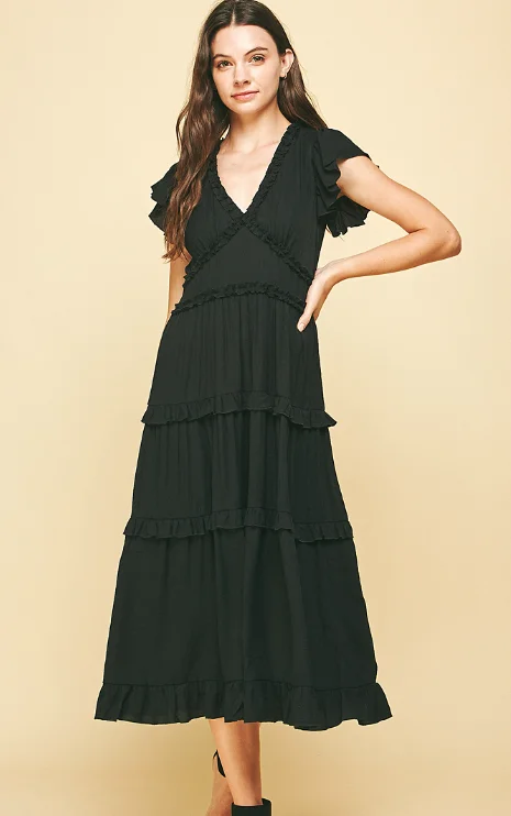 Everly Black Midi Dress