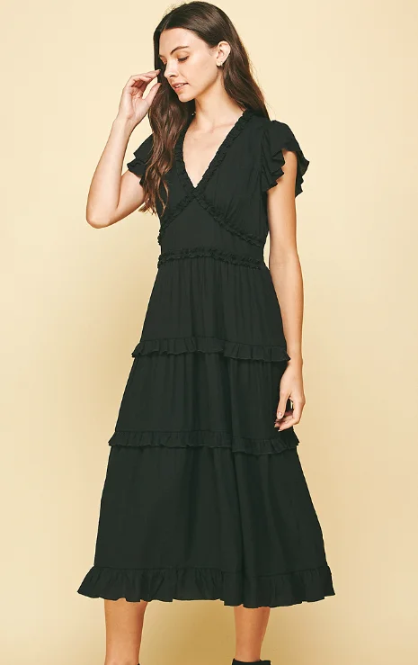 Everly Black Midi Dress