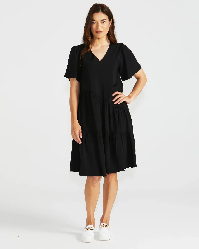 Florence Tiered Dress-black