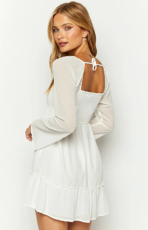 Gemima White Chiffon Mini Dress