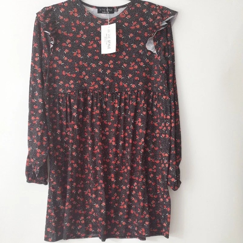 In The Style Black Floral Print Dress Uk6****Ref V71