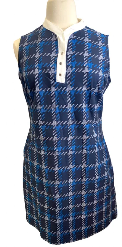 New Tail Blue Houndstooth Check Golf Dress Size XL