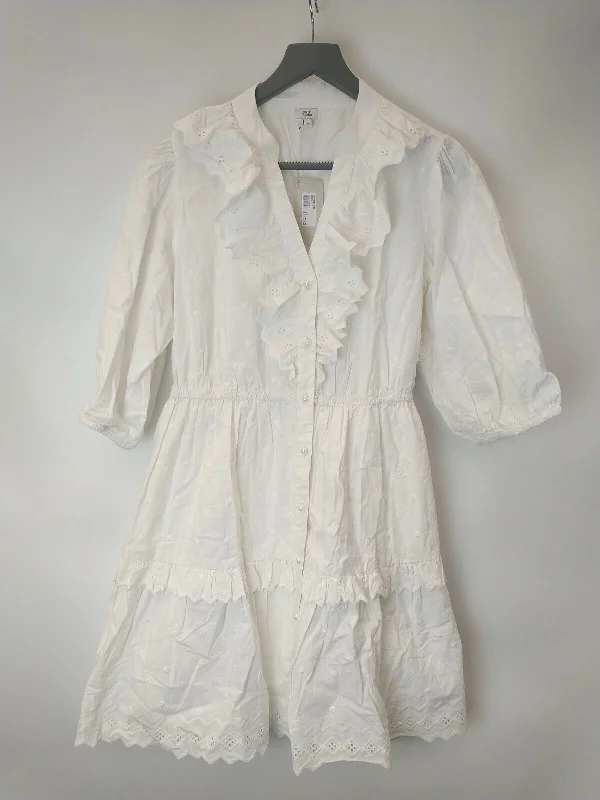 River Island White Fashion Button Up Dress. UK 14 **** Ref V31H