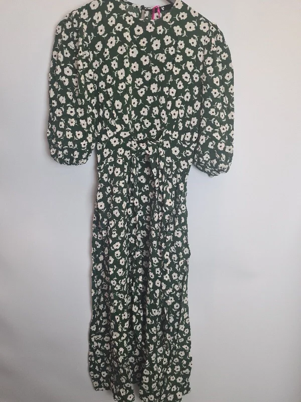 Women's Green Tie Waist Midi Dress Size 8 **** V241